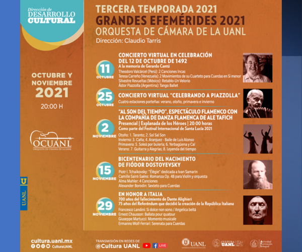 Tercera Temporada. Grandes Efemérides 2021. Orquesta de Cámara de la UANL