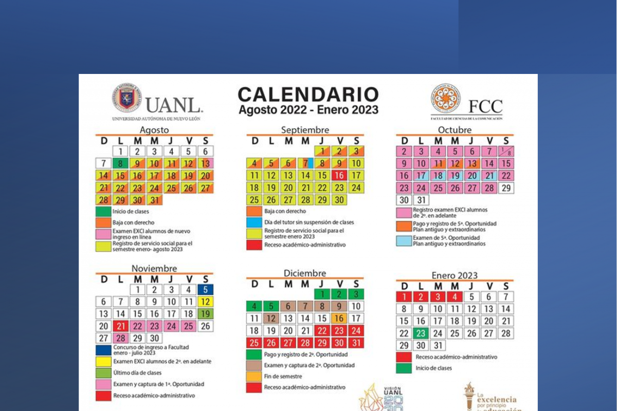 Calendario FCC, UANL, agosto 2022 – enero 2023